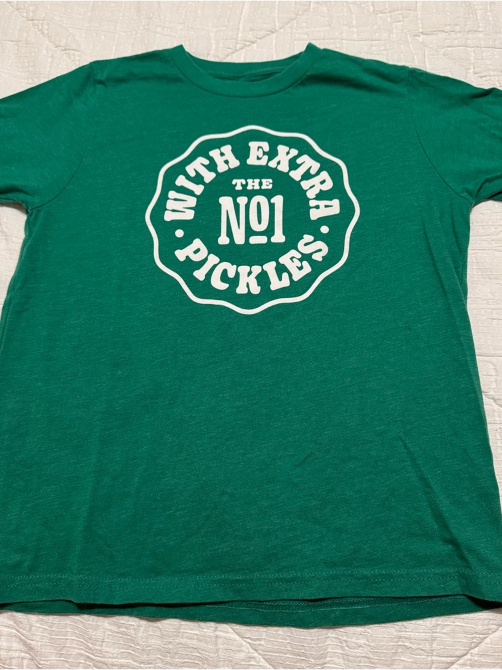 Chick fil a kids shirt no 1 with extra pickles green